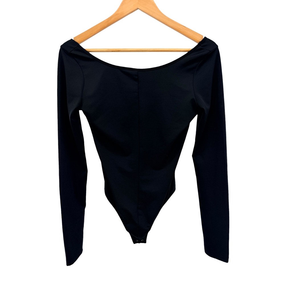 Agolde Stevie Bodysuit Black Long Sleeve Scoop Neck‎ Womens S Layering Minimal